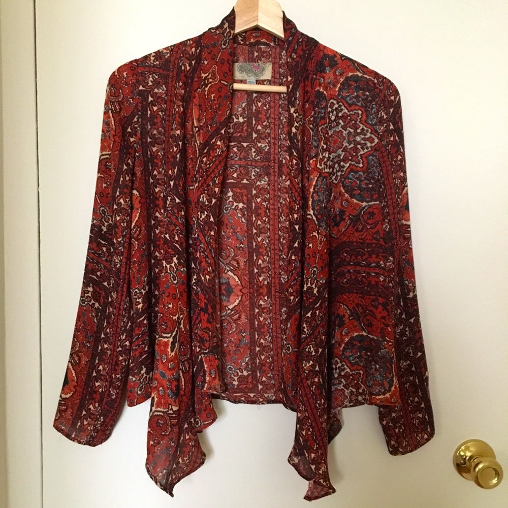 Ecoté Boho Print Lightweight Cardigan